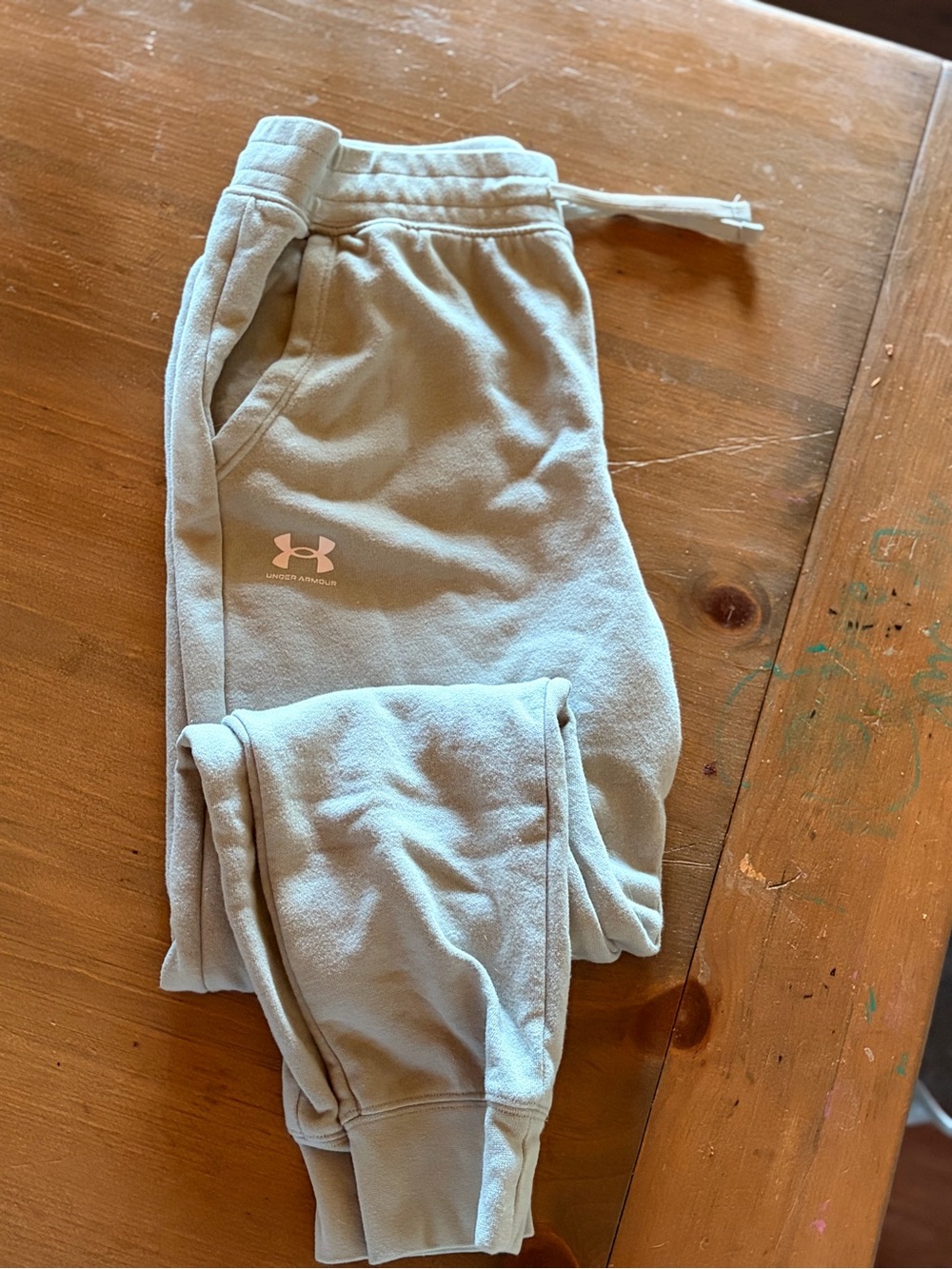Under Armour Kids Light Gray/Blue Fleece Sweatpants